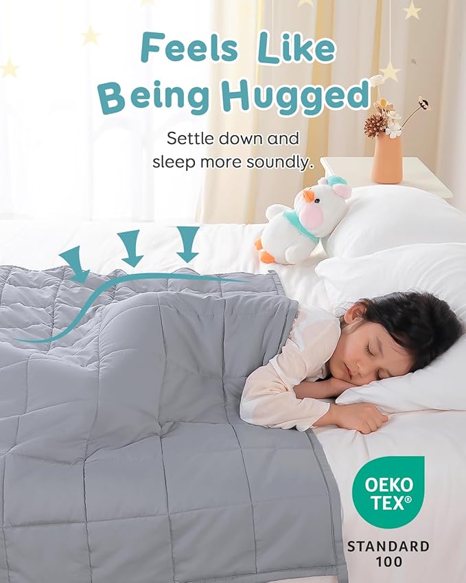 Topblan 5 lb Weighted Blanket, 36" x 48" Small Heavy Lap Blanket, Soft Microfiber, Glass Bead Filling for Calming, Washable, Grey