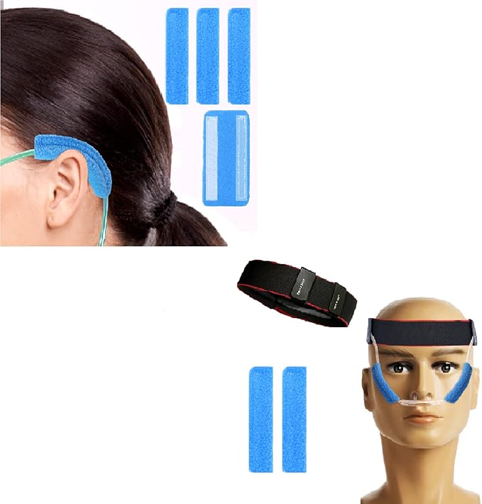 4 Pack Nasal Cannula Ear Cushions Oxygen Cannula Face Soft Cover for Oxygen Users to Help Relieve Ear Pain and Prevent Cheek Indentation Discomfort(Blue)