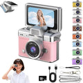 Mini Keychain Digital Camera Retro Mini Digital Video Camera Small bodycam 1080P FHD Recording with 0.96" IPS Screen with 6 Retro Filters AVI Format-Ideal for Phone Transfer (Pink, 128G)