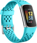 Getino Compatible with Fitbit Charge 5 Bands/Charge 6 Bands for Women Men, Breathable Replacement Sport Strap Adjustable Wristbands for Fitbit Charge 5/ Charge 6 Advanced Fitness Tracker, Teal Blue