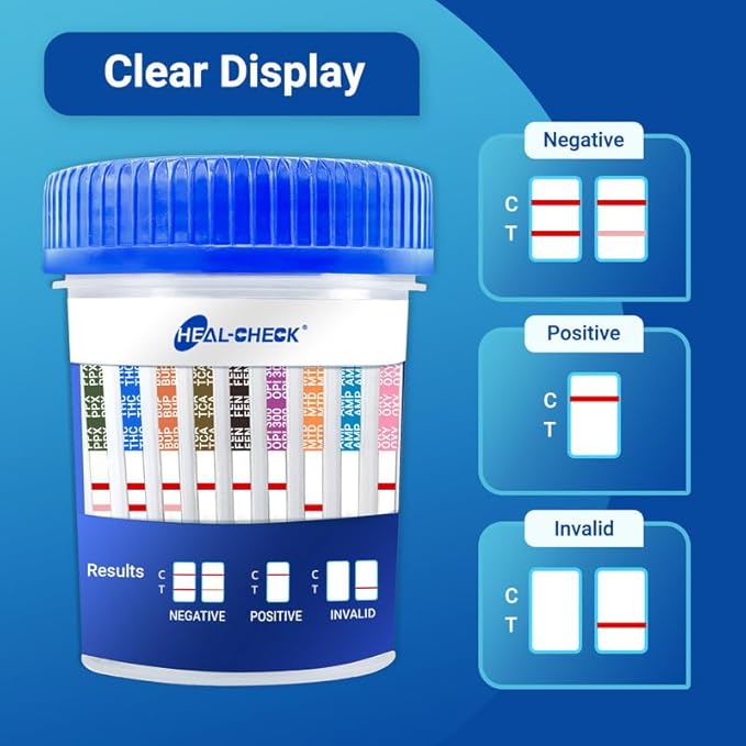 6 Pack 16 Panel Multi Drug Urine Test Kit, HEAL-CHECK Urine Drug Test Cup for Home or Workplace, Screens for Fen (Fentanyl), THC, AMP, BUP, BAR, BZO, COC, MET, MDMA, OPI, MTD, OXY, PCP, PPX, TCA, TML