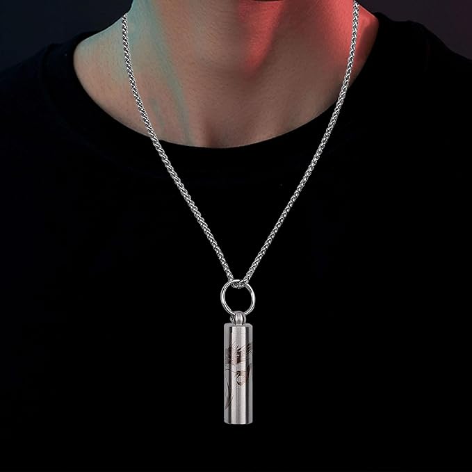 aiGear Stainless Steel Mini Pill Case Inner Diameter 0.48 Inch with Necklace Light Weight Pill Holder Waterproof Small Keychain Pill Box for EDC Outdoor Hiking Camping Travel First Aid