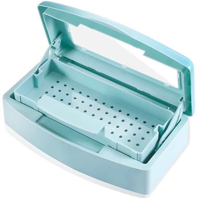 Plastic Sterilizing Tray,Sterilization Box,Nail Art Tool Sterilizer Tray, Sterilizer Tray Box Nail Art Salon Sterilizing Too（Blue）