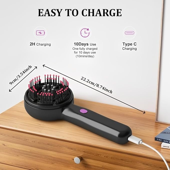 Electric Scalp Massager Comb, Multi-Function Massager Brush for Hairs Care, Scalp Brush with Hair Oil Applicator, IPX7 Waterproof, Heated Hair Massager for Home Relaxation and Travel Use
