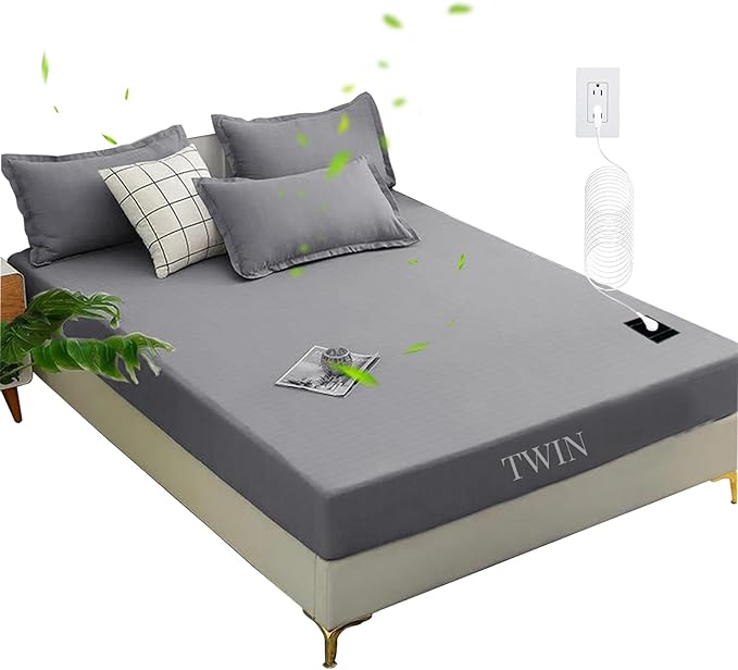 Grounding Sheets Twin Grounding Fitted Sheet Deep Pocket 90% Cotton 10% Silver Fiber Grounded Sheets Earth Connected Bed Sheet (39"*75"*14",Grey) (Twin)