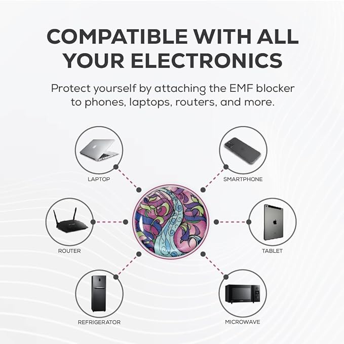 Pack of 6 EMF Stickers for Cell Phone- 5G Ready Harmonizer Stickers Proudly Made in USA for Cell Phones, Laptops or Tablets- EMF mega Shield for All Electronic Devices (Healing River)