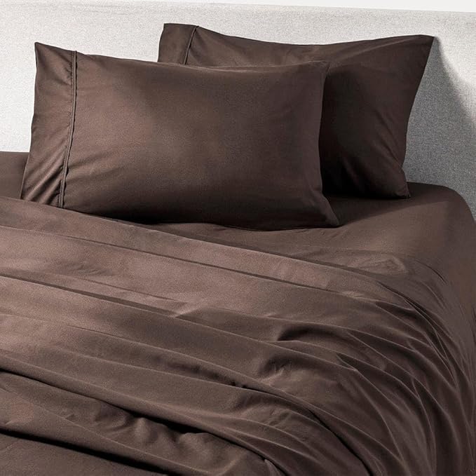 PeachSkinSheets Cooling Bed Sheets for Hot Sleepers - Ultra-Soft Breathable Luxury Microfiber Sheet Set, Moisture-Wicking, Deep Pocket, Oeko-TEX® (Twin Size, Chocolate)