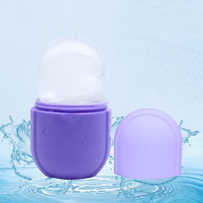 Ice Roller For Face, Purple Beauty Ice Facial Roller for Face and Eye Neck Skin Care, Silicone Ice Stick Face Ice Mould Icing Tool, Eye Puffiness Relief & Remove Fine Lines & Reduce Acne