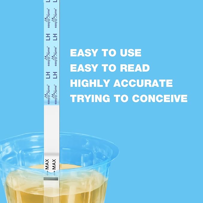 Easy@Home Ovulation & Pregnancy Test Strips Kit: 25 Ovulation Tests 10 Pregnancy Tests & 35 Large Urine Cups - Powered by Premom Ovulation APP | 25LH + 10HCG + 35 Urine Cups