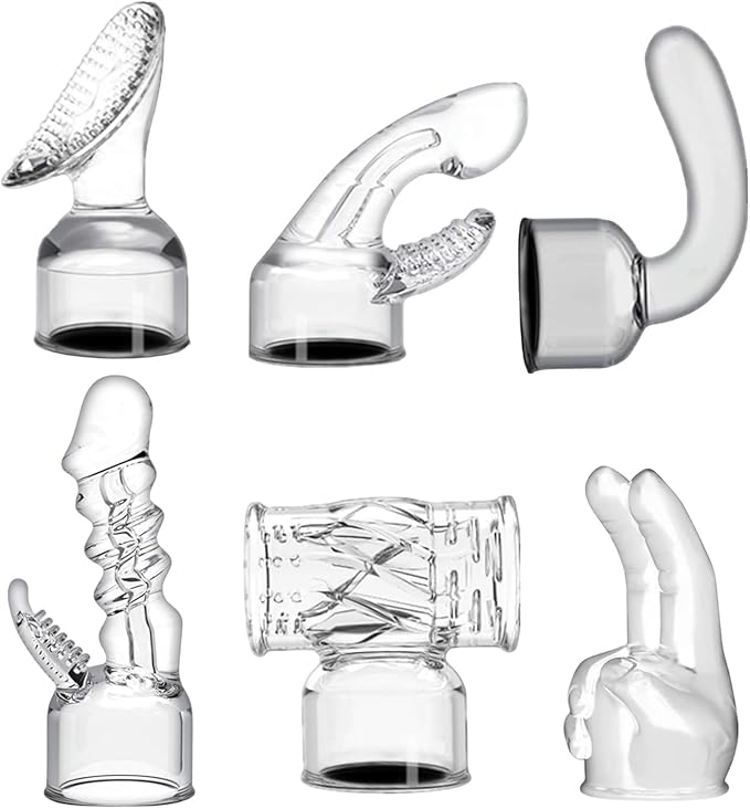 NUHUi 6X MINI Handheld Back Massage Gun Wand Attachments Accessories Fit for Large/Mini Hitachi Massagers Gun Silicone Material Clear