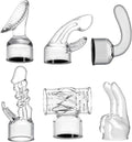 NUHUi 6X MINI Handheld Back Massage Gun Wand Attachments Accessories Fit for Large/Mini Hitachi Massagers Gun Silicone Material Clear