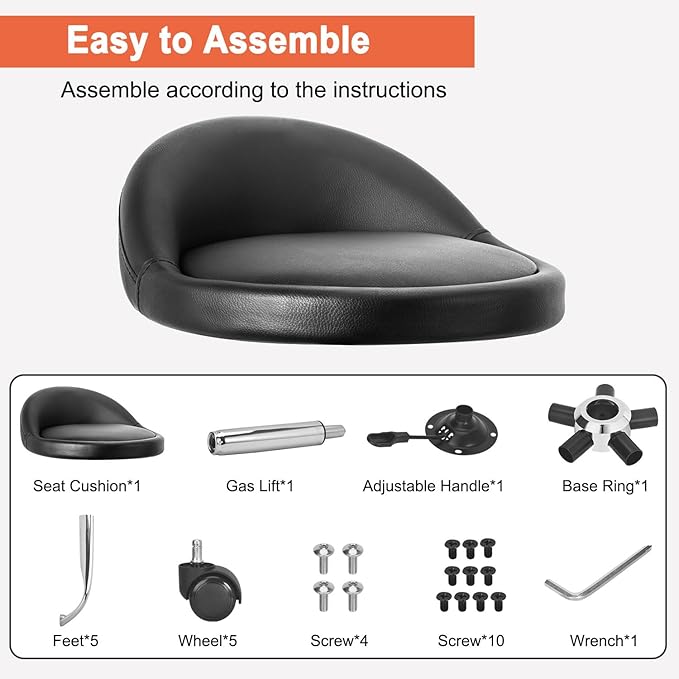 JOSTZHXIN Rolling Stool with Back,Home Office Swivel Chair Height Adjustable, Salon SPA Work Chair Shop Stool