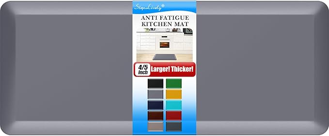 4/5 Inch Thick Kitchen Mat - Cushioned Anti Fatigue Mats for Kitchen Floor - Easy to Clean, Waterproof, Non-Slip Kitchen Rug for Sink, Office, Kitchen (22''x54'' Grey)