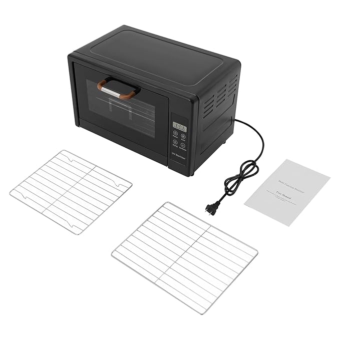 Nail Tool Sterilizer, 24L Multifunctional Nail Tool Cleaning Machine, Nail Tool Drying Box with 167℉ Hot Air, Adjustable Tiers, LED Display, For Hair, Salon, Spa, Nail, Salon (Black)