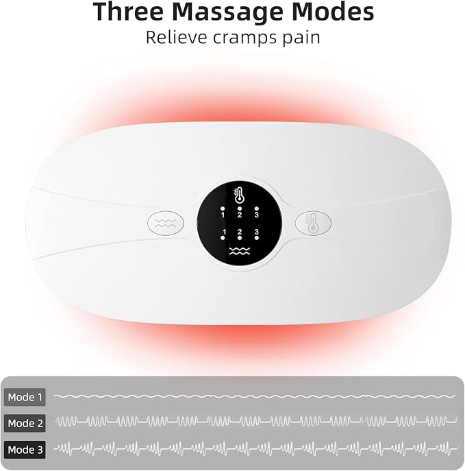 Portable Cordless Heating Pad, Electric Waist Belt Device, Heating Pad for Back Pain, 3-Speed Adjustment, Portable Electric Fast Heating Belly Wrap Belt for Women and Girl (White)