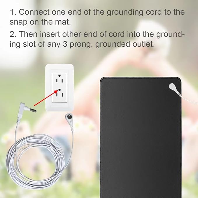 Grounding mat kit (2 Packs) -2 grounding Pads (11.8 x 23.6 "), 2 Straight Ropes (15 feet), and 2 grounding Wrists - Improves Sleep Quality and relieves Pain