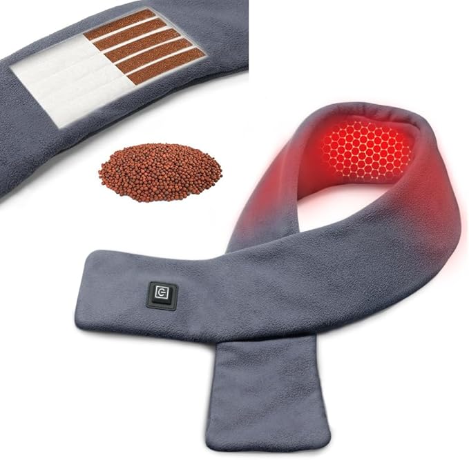 Heated Scarf with Tourmaline Stone - Heating Pad for Neck and Shoulders Pain Relief, Heat Pad for Muscle Relaxation & Tension Relief, Infrared Heated Scarf for Women with Rechargeable 10000mAh Power