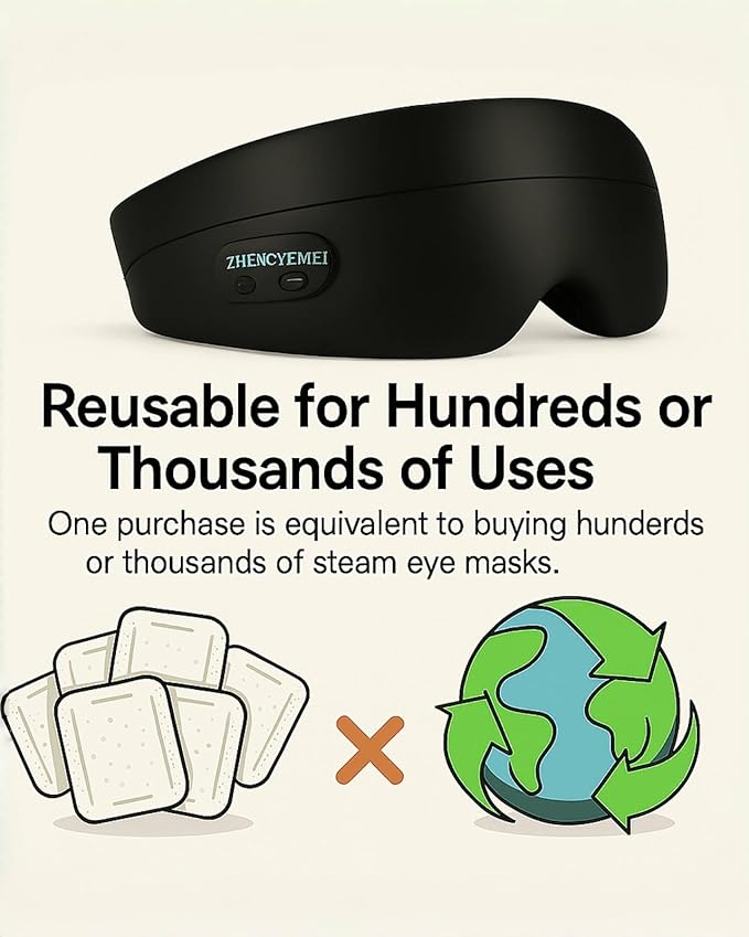 Heated Eye Masks for Dry Eyes, Cordless Silk Mask, 3 Heat Levels Electric Heating Pad for Eye Strain Relief & Fatigue,Ideal Eye Mask for Men Women,Sleep,Travel,Relaxation