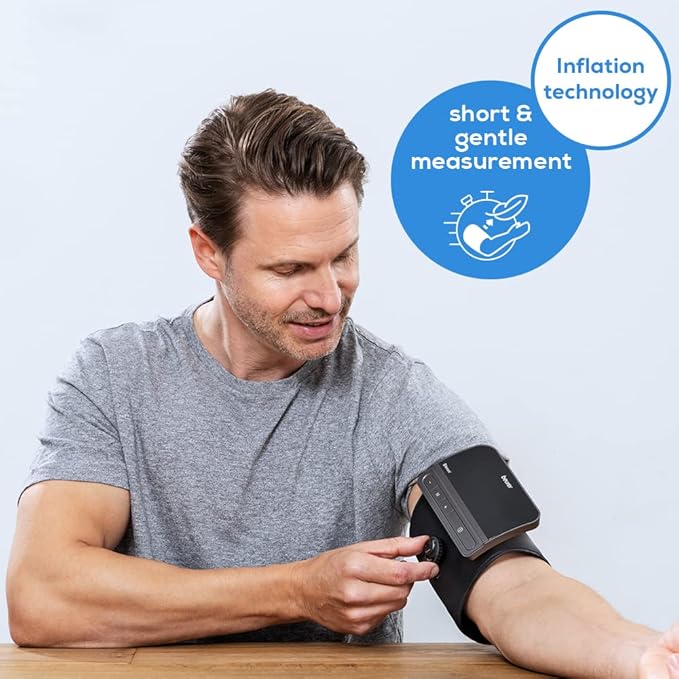 Beurer BM81 easyLock Automatic Upper Arm Blood Pressure Monitor, Smart Cuff Without Cables for Fast Measurement, Data Transfer to Apple Health and co, Bluetooth, 240 Memory Sets