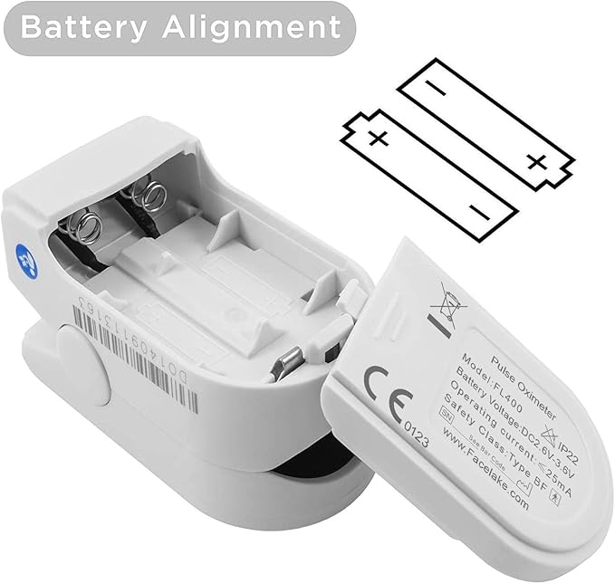 FL400 Pulse Oximeter with Neck/wrist Cord, Carrying Case and Batteries- White