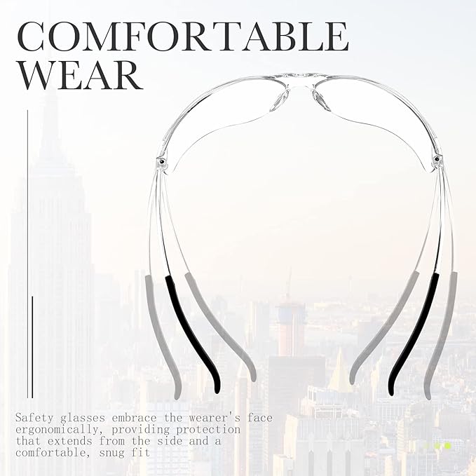 Queekay 12 Pack Safety Glasses Bulk Impact UV Scratch Glasses Protective Eyewear for Men Women Adolescents Eye Protection for Work Lab Construction Science (Clear)