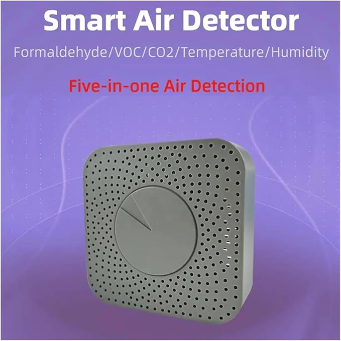 Tuya ZigBee WiFi Air Quality Monitor 5in1 Air Housekeeper HCHO/CO2/VOC/Temperature/Humidity Detector Compatible with Alexa Google Home(Tuya Zigbee)