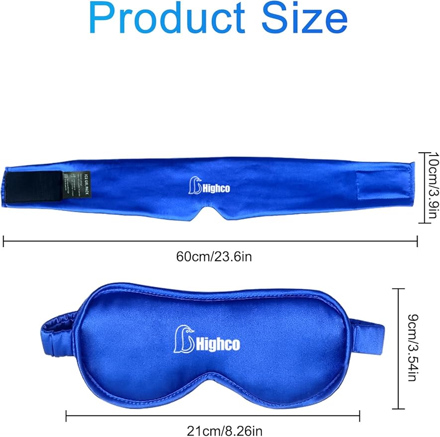 2PCS Cooling Eye Mask and Neck Ice Wrap,Cold Gel Eye Ice Pack for Sleep,Cooling Mask for Eyes,Reusable Ice Eye Patch Cold Compress for Puffy Eyes,Headache,Dark Circles,Migraines Relief,Blue