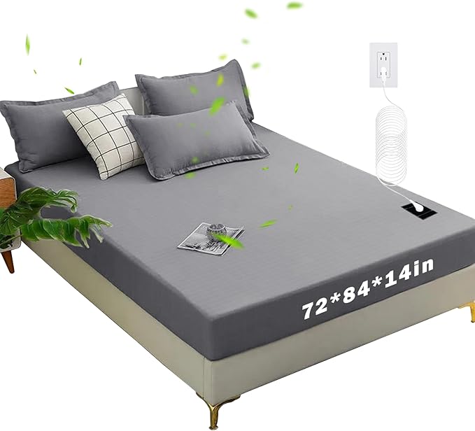 Grounding Sheets California King Grounding Fitted Sheet Deep Pocket 90% Cotton 10% Silver Fiber Grounded Sheets Earth Connected Bed Sheet (76"*84"*14",Grey) (California King)