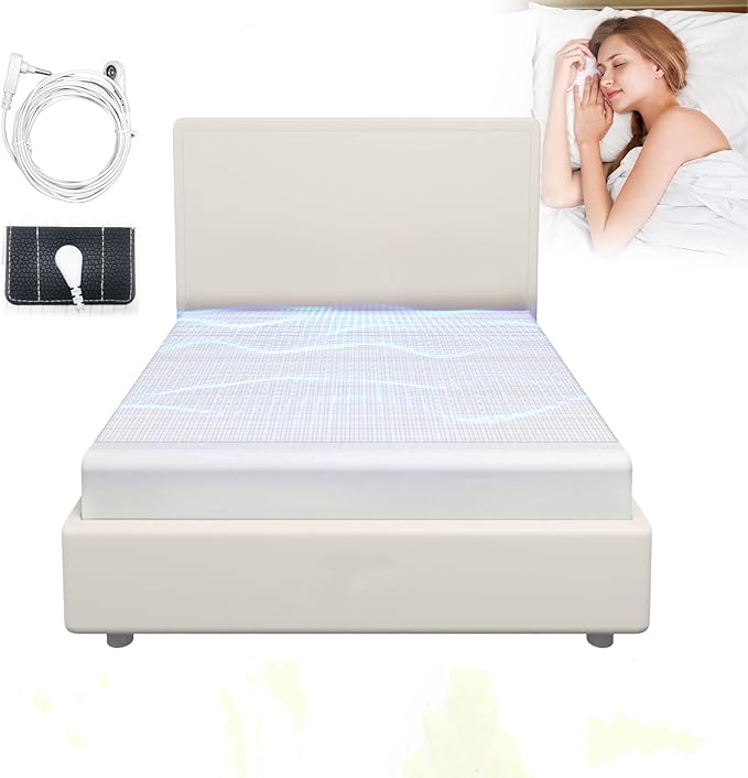 Grounding Sheets Queen Size, 95% Organic Cotton, 5% Silver Fabric, Fitted Earthing Sheets with Grounding Cord, Bed Grounding Kit Grounded Sheets for Improving Sleep
