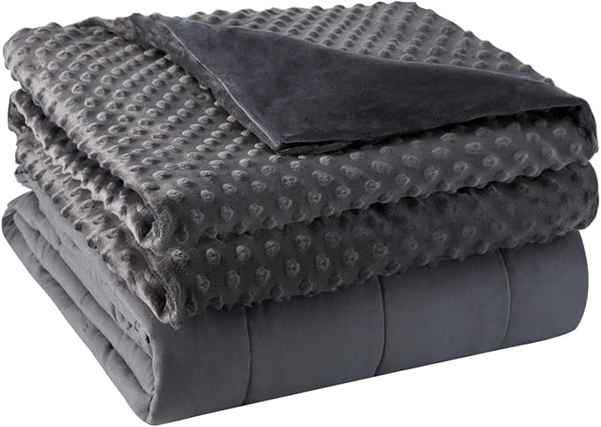 Weighted Blanket with Cover Queen Size Heavy Blanket Removable Soft Grey Blankets Microfiber Washable Heated Weighted Throw Blankets Winter Warm Weighted Comforter 25lbs, 60 * 80