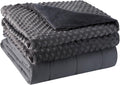 Weighted Blanket with Cover Queen Size Heavy Blanket Removable Soft Grey Blankets Microfiber Washable Heated Weighted Throw Blankets Winter Warm Weighted Comforter 25lbs, 60 * 80