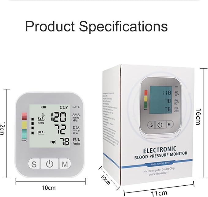Blood Pressure Monitors for Home Use, Automatic Upper Arm Blood Pressure Machine with Digital Screen, BP Machine with Large Cuff 8.7" - 16.5" Adjustable, Adult Elderly (White)