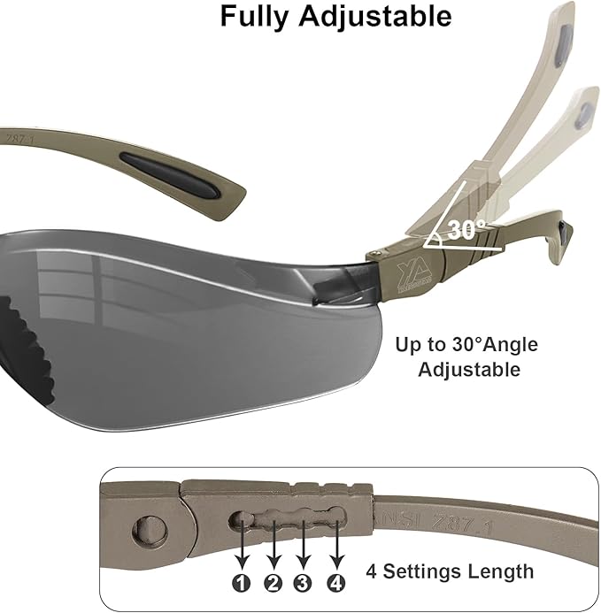 xaegistac Shooting Glasses Anti-fog Shooting Range Eye Protection, Adjustable Safety Glasses with Zipper Hard Case