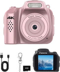Mini Keychain Camera with 64GB Card: 4K Photo & Video Pocket Digital Camera,Built-in Screen & Flash,Fun Filters for Kids & Beginners,Easy Travel Camera for Daily Adventures, Idea (Pink)