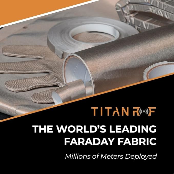 Mission Darkness TitanRF Faraday Fabric Kit 1 Yard // 44" W x 36" L Fabric + 36" L Tape Military Grade Conductive Nickel Copper Polyester Material Blocks RF Signals WiFi Cell Bluetooth RFID EMF