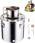 VEVOR Alcohol Still, 8 Gal / 30 L Stainless Steel Water Alcohol Distiller with Copper Coil, Home Brewing Refining Fermentation Kit with Thermometer, for Wine Whisky Brandy, Silver