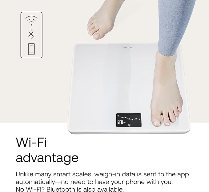 Withings Body - Digital Wi-Fi Smart Scale with Automatic Smartphone App Sync, BMI, Multi-User Friendly, with Pregnancy Tracker & Baby Mode
