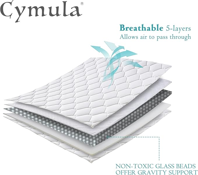 CYMULA Weighted Blanket for Adults (15lbs 60"x80" Queen Size) - Cooling Breathable Heavy Blankets for Summer Winter - Ultra Microfiber Soft Comfort Throw with Glass Beads - Gifts for Men/Women
