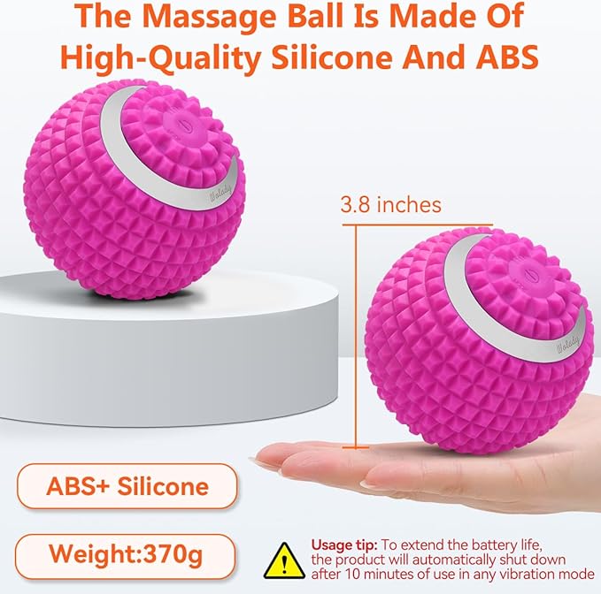 Vibrating Massage Ball 4-Speed High-Intensity Fitness Yoga Massage Roller, Relieving Muscle Tension Pain & Pressure Massaging Balls (Pink)