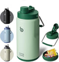 BOTTLE BOTTLE Insulated Water Bottle 64 oz with Straw and Dual-use Lid Half Gallon Water Jug Vacuum Stainless Steel for Workout Sports Insulated Beer Growler with Handle and Pills Holder Green