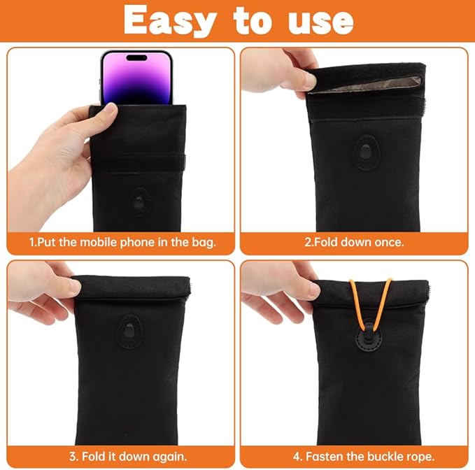 Faraday Bags for Phones, Signal Blocking Case Dry Shield Faraday Phone Sleeve Waterproof Dry Bag for Cell Phones, Car Key/WiFi/RFID/GPS Signal Blocker(Color:Black)