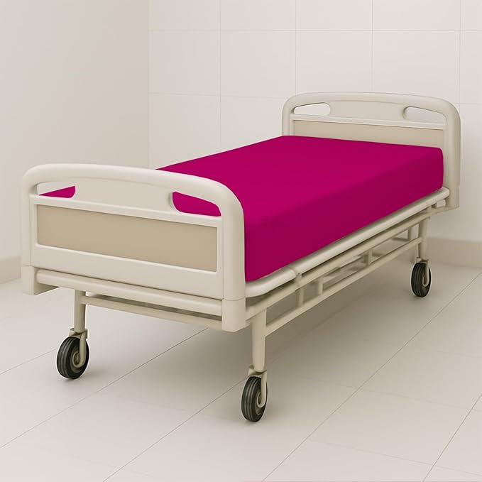 6 Pack Fitted Hospital Bed Sheets - Soft Microfiber Hospital Fitted Sheet - Hospital Bed Fitted Sheets (Hot Pink, 36" x 84" x 12")