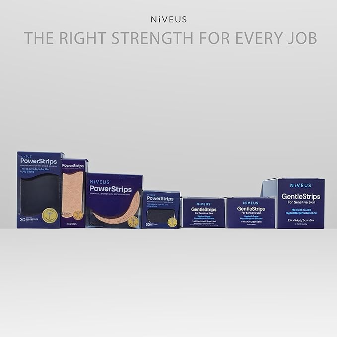 Niveus Gentle Strips - Dentist Developed | Medical Grade Gentle Silicone Tape | Hypoallergenic | FSA HSA Approved - for Sensitive Skin (New Packaging) (2 in x 16.4 ft)