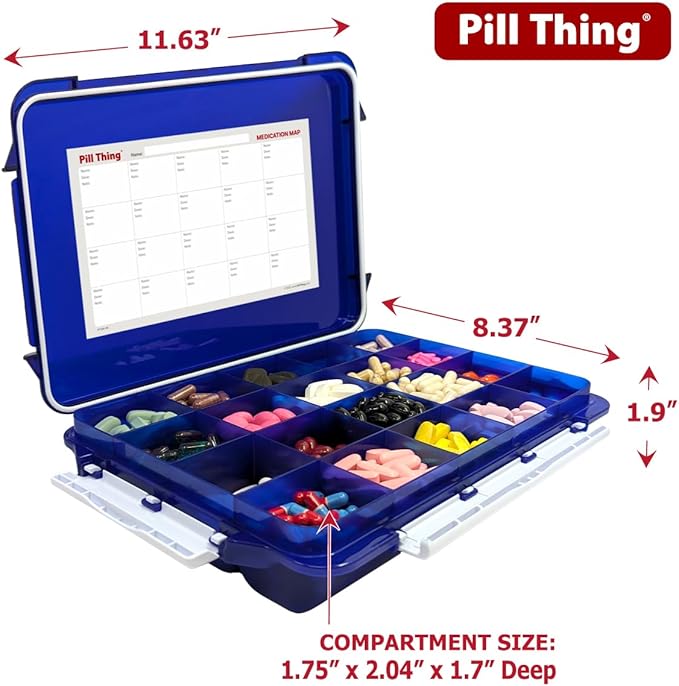 2-Pack Pill Organizer Set – Cobalt Blue | Extra-Large 20-Compartment & Customizable 12-Compartment Pill Cases | Waterproof, UV Protection, Travel Pill Box (Blue Combo Pack - 20 & 12)