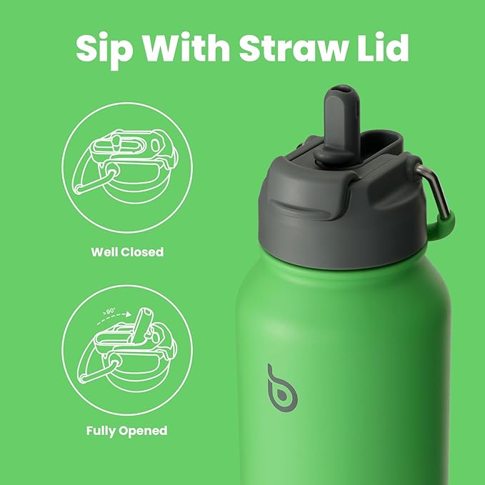 BOTTLE BOTTLE 32oz Insulated Water Bottle Stainless Steel Sport Water Bottle with Straw Dual-use Lid Design for Gym with Pill Box