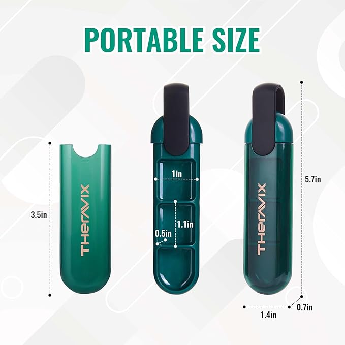 Pill Organizer 3X a Day, Daily Pill Case for Purse with Portable Design, Travel Pill Box to Hold Vitamins, Medicines, Supplements Gift for Men & Women (Green)