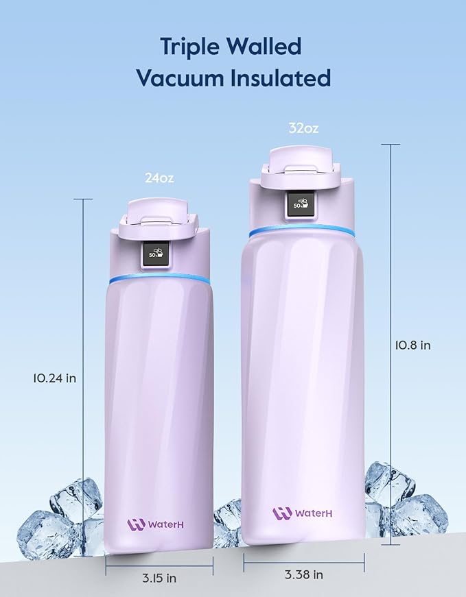 BOOST Smart Water Bottle with Reminder & Tracker, Double Wall Vacuum Insulated Bottles Stainless Steel, 32oz BPA-Free Wide Mouth for School, Gym, Office, Ideal for Mother's Day