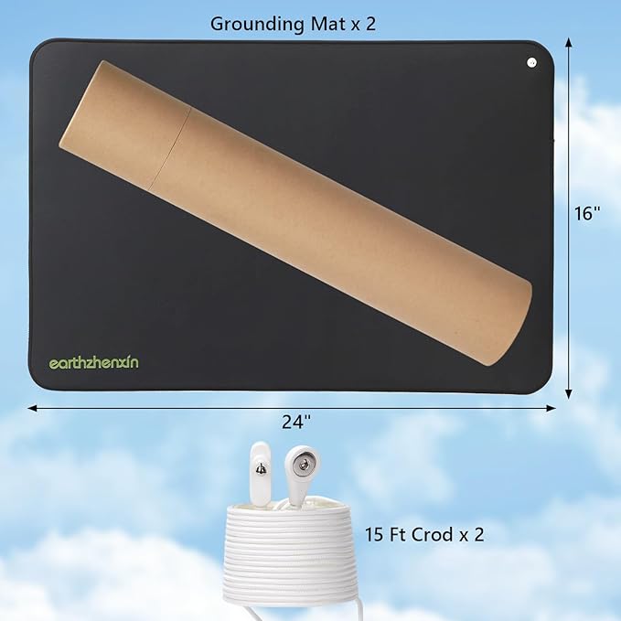 2Pack Grounding Mat for Feet,Earthing Mat Grounding Pad for Better Sleep and Stress Relief Conductive Mat for Magnetic Therapy with Grounding Cord for Natural Energy Balance(16"x24")