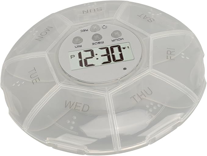 Smart Box, Reminder Medication Organizer with Recording Playback Function, Easily Organizes, for The Elderly, Blind Person (White)