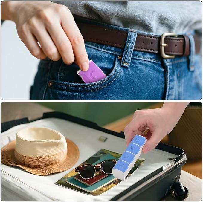 Weekly Pill Organizer, 7-Day Medicine Box, 2-3-4 Times Daily, Black Leather Travel Case (3 Compartment)